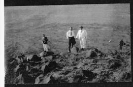 Circa 1925. Messrs Maarsdorp, Campion and HJ Hall on rocky outcrop. (Album on Natal electrification)