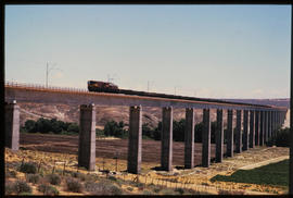 Vredendal district, 1986. Ore train on the Olifants River bridge.