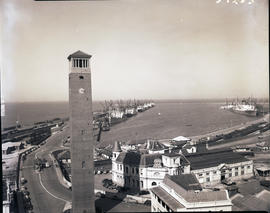 Port Elizabeth, 1952. Port Elizabeth harbour showing campanile.