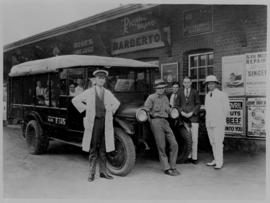 Barberton, 19 August 1925. Inauguration of bus service with SAR Thornycroft bus No R145 with dual...
