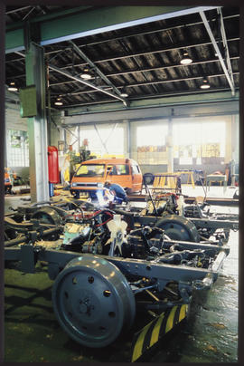 Pretoria, March 1990. Undercarriage for SAR Transtrotter rail vehicle in workshop at Koedoespoort...