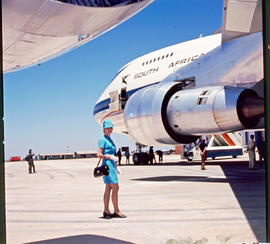 SAA Boeing 747 ZS-SAN 'Lebombo' with hostess.