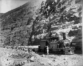 Graaff-Reinet district. CGR 4th Class Stephenson No 483 on construction of the Graaff-Reinet-Loot...