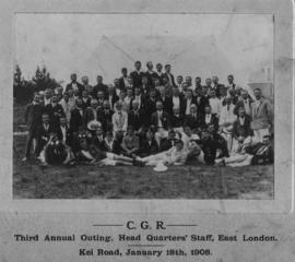 Kei Road, 18 January 1908. Third annual outing of the CGR Headquarters staff in East London.