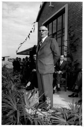 Virginia, June 1954. Speaker at the opening of new railway station.