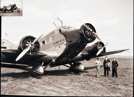 Johannesburg, 1934. Rand airport. SAA Junkers Ju 52 ZS-AFA 'Jan van Riebeeck' with three persons.