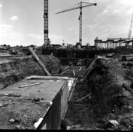 Johannesburg, circa 1979. Jan Smuts Airport. Construction of drainage culvert.