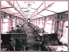 Pretoria, 1932. Interior of SAR dining car Type A-24 No 219 'Protea'.