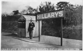 Hillarys, 17 October 1903. Small corrugated shed with caption 'Grand new waiting room opened'.