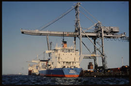 Durban, 1984. Container loading at 'Berg' at Durban Harbour container terminal.terminal.