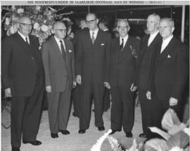 24 November 1959. Group of men at annual garden party at the residence of the General Manager. He...