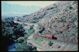 Tulbagh district. Goods train in Tulbaghkloof.