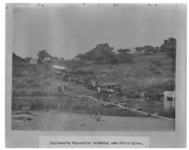 Circa 1902. Construction Durban - Mtubatuba: Engineer's wagonette crossing Amatikulu River. (Albu...