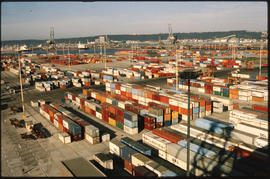 Containers at harbour container terminal.
