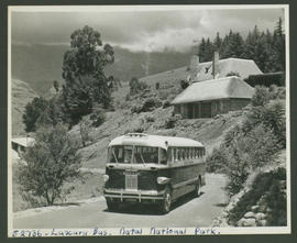 Drakensberg, 1948. SAR Canadian Brill bus No MT6012 in Royal Natal National Park.