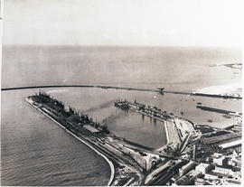 Port Elizabeth, circa 1949. Aerial view of Port Elizabeth Harbour.