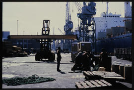 Durban, July 1987. Goods Handling on wharf in Durban Harbour. [T Robberts]