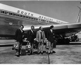 Johannesburg, August 1968. Jan Smuts Airport. Arrival of motor car racers.