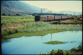 De Doorns district, 1977. Two SAR Class 5E1 Srs 1's with passenger train 105down to Rhodesia near...