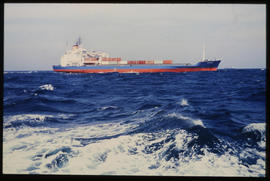 Durban, 1984. Container ship at sea.