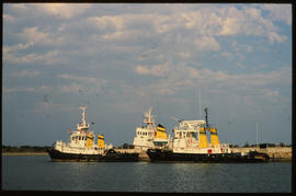 Richards Bay, 1986. SAR tugs in Richards Bay Harbour. [Z Crafford]