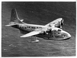 
BOAC Solent Flying Boat G-AHIN 'Southampton' in air above water.
