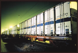 Johannesburg, 1987. SAR type SMJ-2 wagon for Fastfreight containers at Kaserne.