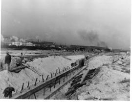 Cape Town, circa 1947. Construction activity at the foreshore.