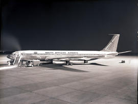 Johannesburg, 1970. Jan Smuts airport. SAA Boeing 707 ZS-SAA 'Johannesburg'. Colour photograph.