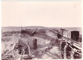 Circa 1900. Anglo-Boer War. Bridge near Rhenoster, general view of main bridge and diversion.