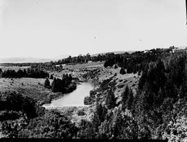 Bethlehem district, 1947. Low level weir in river.