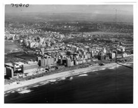 Durban, 1966. Aerial view of beach front.