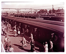 Springs, 1954. Passenger train at station platform.