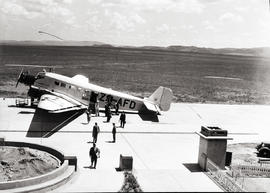 Johannesburg, 1935. Rand airport. SAA Junkers Ju-52 ZS-AFD 'Sir Benjamin d'Urban' with engines ru...