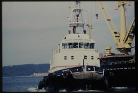 Durban, 1984. SAR tug 'Dirk Coetzee' in Durban Harbour. [T Robberts]