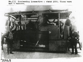 Port Nolloth, circa 1886. Condensing locomotive used for the O'Kiep to Port Nolloth copper train.