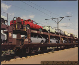 October, 1980. Motor car train with SAR type SCL-4 wagons. [De Waal Louw]
