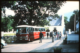 Caep Town, 1970. SAR Mercedes Benz tour bus No MT16383 at Groot Constantia.