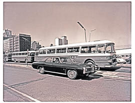Johannesburg, 1972. SAR tourist buses at Park station.