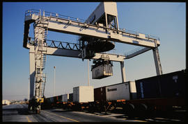 Johannesburg, 1986. Overhead crane at Kaserne container depot.