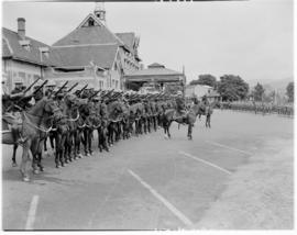 Pietermaritzburg, 18 March 1947. Parade with horses at railway station.