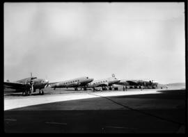 Johannesburg, circa 1949. Rand Airport. SAA Lockheed Lodestar ZS-ATM 'Sir John Cradock', two Doug...