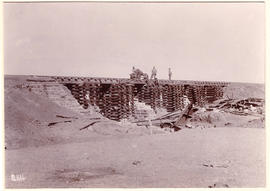 Circa 1900. Anglo-Boer War. Leeuw Spruit bridge where railhead party (10th and 14th Companies Roy...