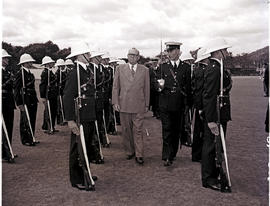 Pretoria, December 1952. Presentation to medals to railway police parade.