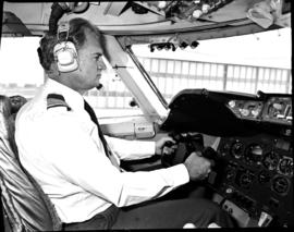 
Captain at controls in SAA Boeing 747 cockpit.
