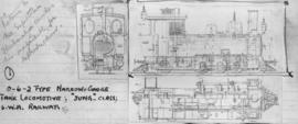 Usakos. Narrow gauge tank locomotive Class 'Jung' No 56 used on SWA railways. Technical drawing.