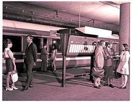 "Johannesburg, 1973. Blue Train at Johannesburg station platform."