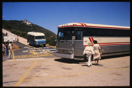 Cape Town, 1983. SAR and Cape Divisional Council buses on parking lot. Motor Coach Industries (MC...