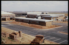 Bapsfontein, December 1982. Hostel complex at Sentrarand marshalling yard. [T Robberts]