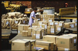 Handling packages at goods depot.